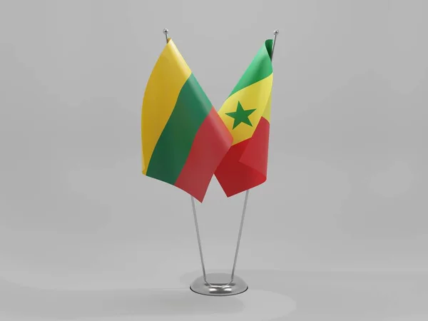 Senegal Litwa Flagi Współpracy Białe Tło Render — Zdjęcie stockowe