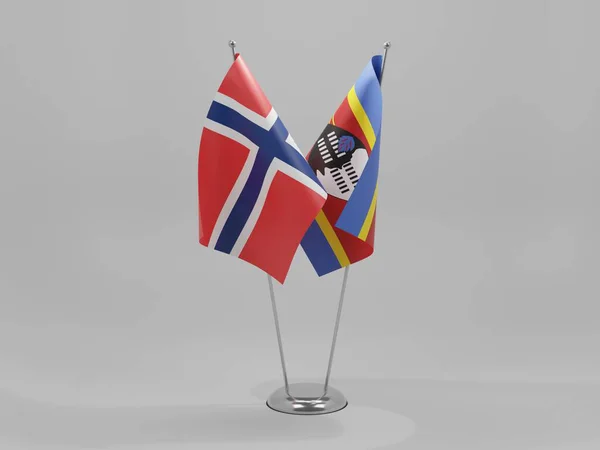 Swaziland Norway Cooperation Flags White Background Render — Stock Photo, Image