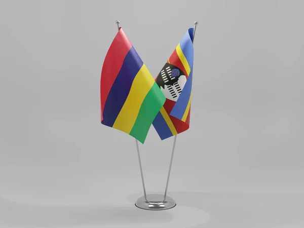 Swaziland Drapeaux Coopération Maurice Fond Blanc Render — Photo