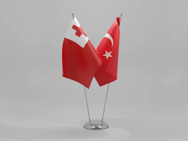 Turchia Bandiere Cooperazione Tonga Sfondo Bianco Render — Foto Stock