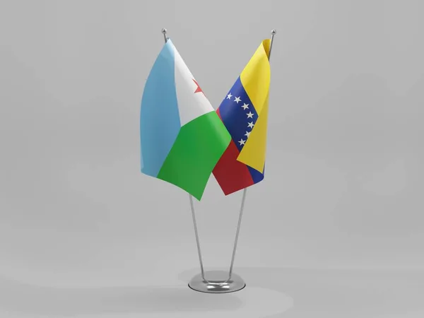 Venezuela Dzsibuti Együttműködési Zászlók Fehér Háttér Render — Stock Fotó