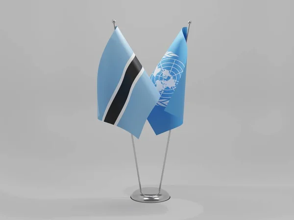 联合国 博茨瓦纳合作旗 白色背景 3D渲染 — 图库照片