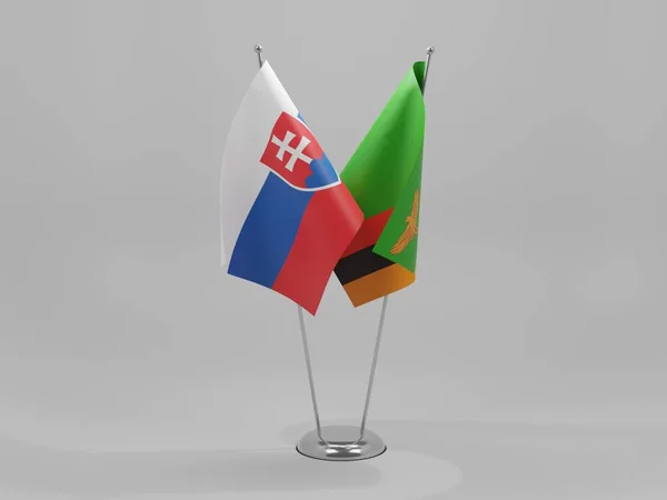 Zambie Drapeaux Coopération Slovaquie Fond Blanc Render — Photo