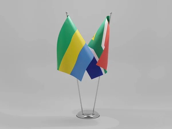 Sudáfrica Gabón Banderas Cooperación Fondo Blanco Render —  Fotos de Stock