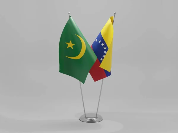Venezuela Mauritania Cooperation Flags White Background Render — Stock Photo, Image