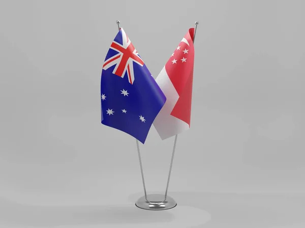 Singapore Australië Samenwerking Vlaggen Witte Achtergrond Render — Stockfoto