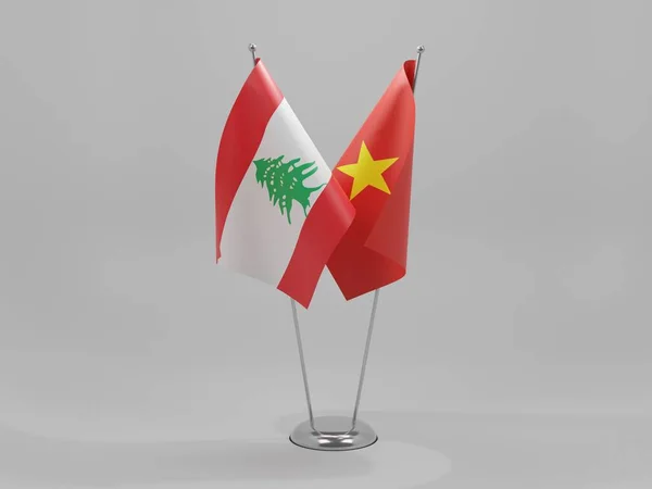 Vietnam Líbano Banderas Cooperación Fondo Blanco Render — Foto de Stock