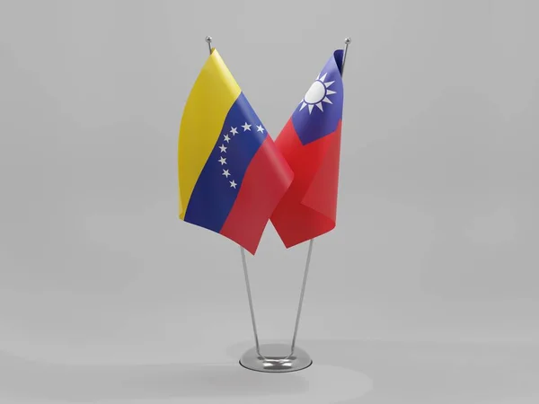 Taiwan Venezuela Samenwerkingsvlaggen Witte Achtergrond Render — Stockfoto