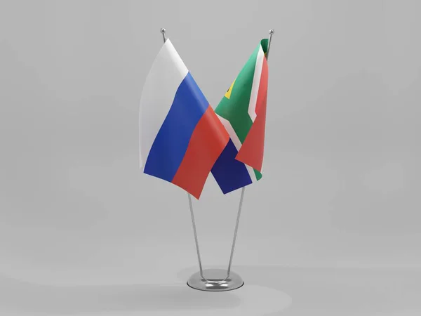 Südafrika Russland Kooperationsflaggen Weißer Hintergrund Render — Stockfoto