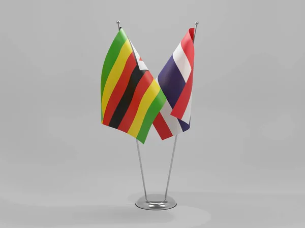 Thailandia Zimbabwe Bandiere Cooperazione Sfondo Bianco Render — Foto Stock