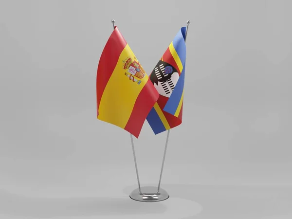 斯威士兰 西班牙合作旗帜 白色背景 3D渲染 — 图库照片