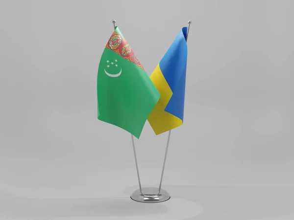 Ουκρανία Τουρκμενιστάν Σημαίες Συνεργασίας Λευκό Φόντο Render — Φωτογραφία Αρχείου