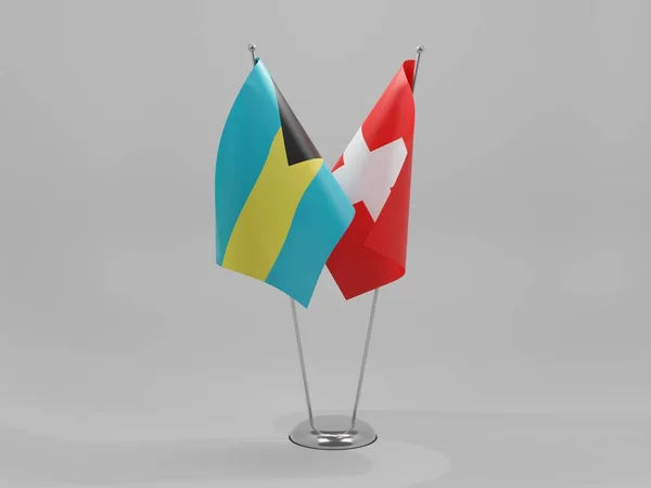 Sviçre Bahamalar Şbirliği Bayrakları Beyaz Arkaplan Render — Stok fotoğraf