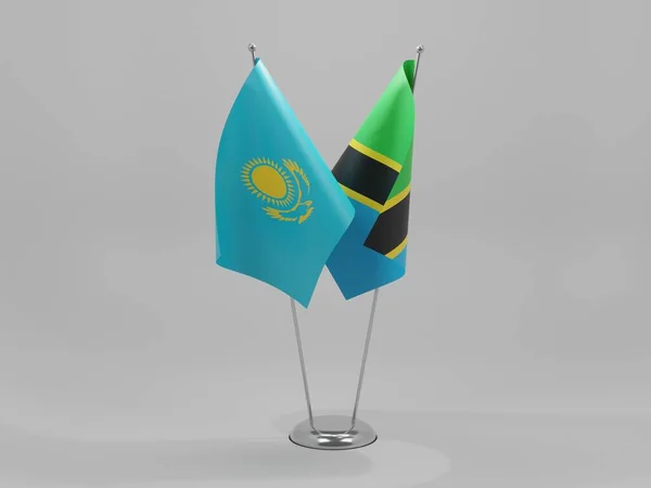 Tanzania Kasakhstans Samarbejdsflag Hvid Baggrund Render - Stock-foto