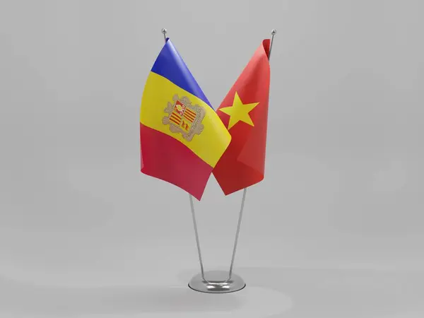 Vietname Bandeiras Cooperação Andorra Fundo Branco Render — Fotografia de Stock