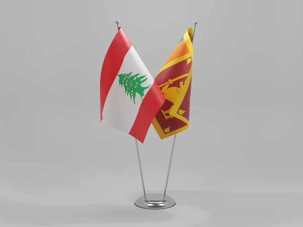 Sri Lanka Banderas Cooperación Del Líbano Fondo Blanco Render — Foto de Stock