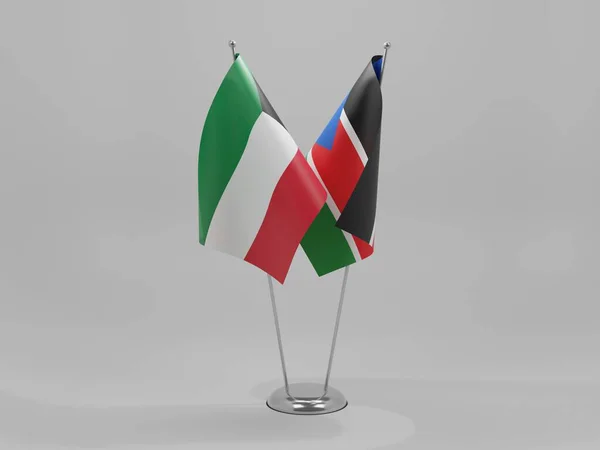 South Sudan Kuwait Cooperation Flags White Background Render — Stock Photo, Image