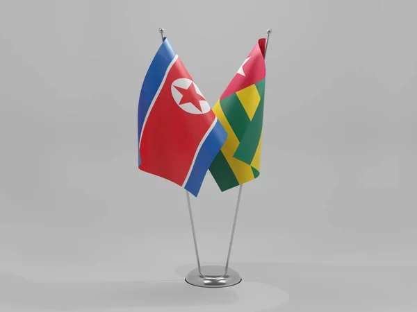 Togo Banderas Cooperación Corea Del Norte Fondo Blanco Render —  Fotos de Stock