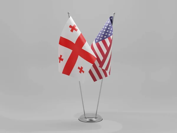 United States America Georgia Cooperation Flags White Background Render — Stock Photo, Image