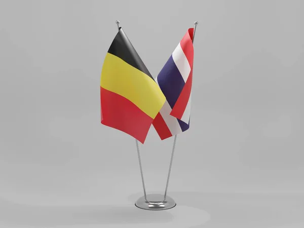 Thailandia Belgio Bandiere Cooperazione Sfondo Bianco Render — Foto Stock