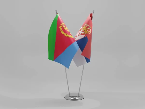 Serbia Banderas Cooperación Eritrea Fondo Blanco Render — Foto de Stock