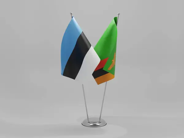 Zambia Estland Samenwerkingsvlaggen Witte Achtergrond Render — Stockfoto