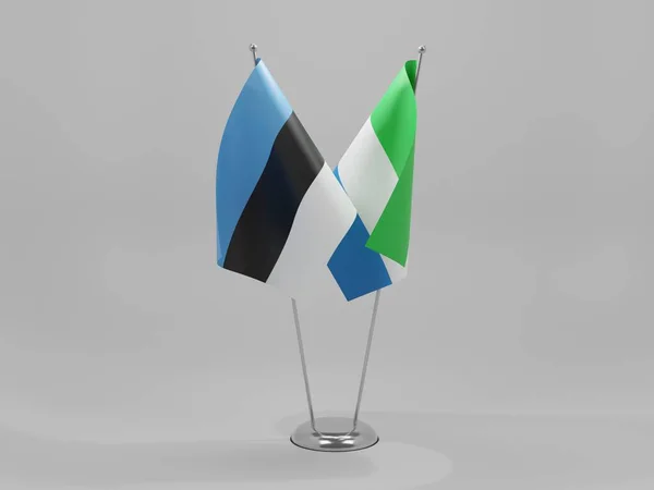 Serra Leoa Estónia Bandeiras Cooperação Fundo Branco Render — Fotografia de Stock