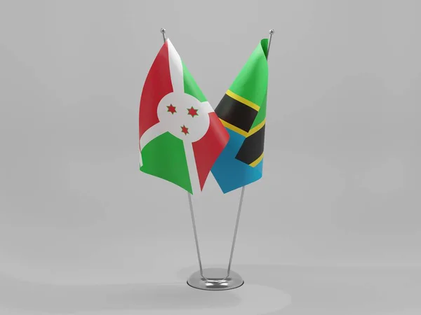 Tanzania Banderas Cooperación Burundi Fondo Blanco Render — Foto de Stock