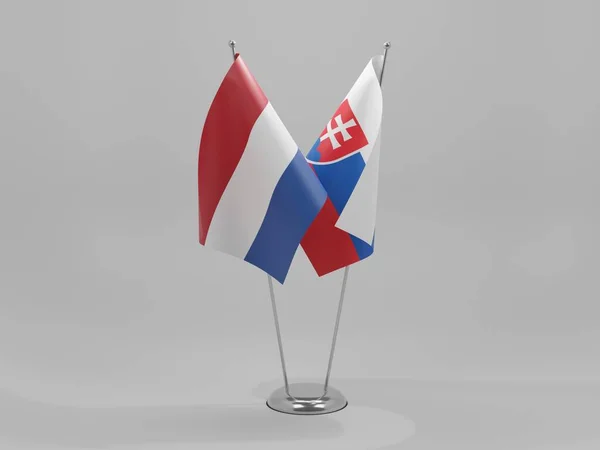 Slovakia Netherlands Cooperation Flags White Background Render — 스톡 사진