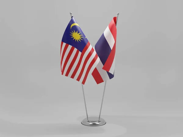 Thajsko Malajsie Spolupráce Vlajky Bílé Pozadí Render — Stock fotografie