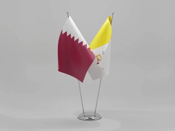 Ватикан Катар Флаги Сотрудничества Белый Фон Рендер — стоковое фото