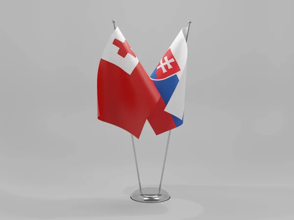 Szlovákia Tonga Együttműködési Zászlók Fehér Háttér Render — Stock Fotó