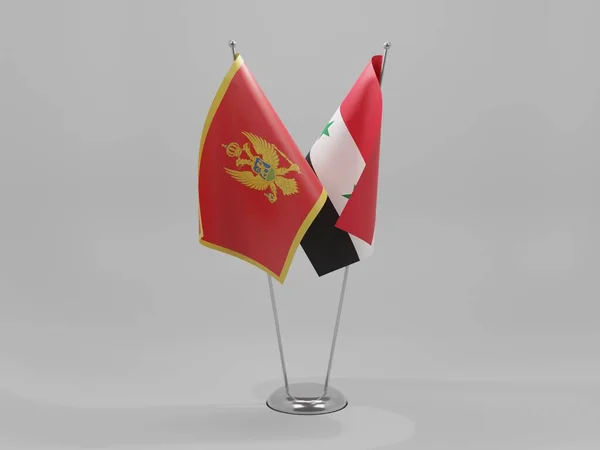 Syria Montenegro Cooperation Flags White Background Render — Stock Photo, Image