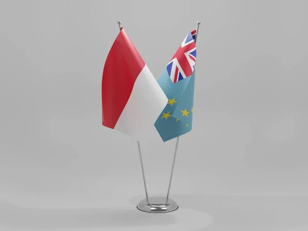 Tuvalu Indonésie Drapeaux Coopération Fond Blanc Render — Photo