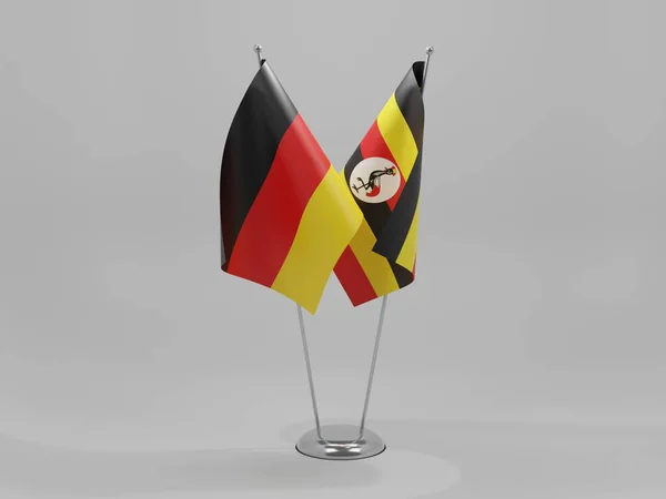 Uganda Germany Cooperation Flags White Background Render — Stock Photo, Image