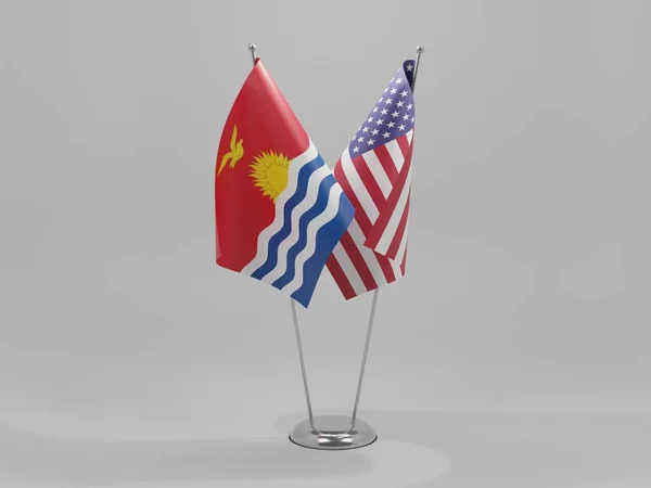 美利坚合众国 基里巴斯合作旗 白色背景 3D渲染 — 图库照片