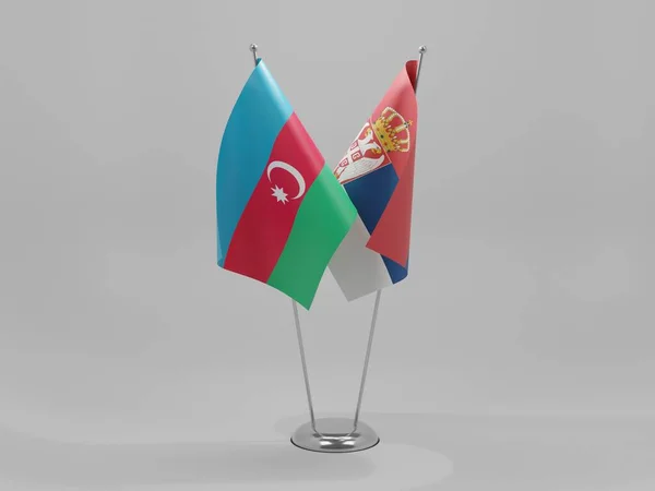 Serbien Azerbajdzjans Samarbetsflaggor Vit Bakgrund Render — Stockfoto