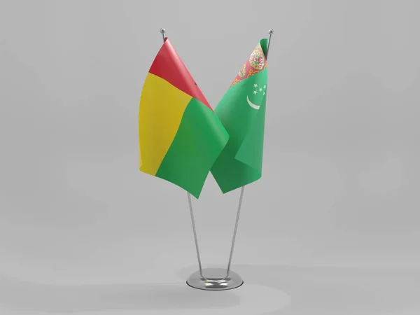 Turkmenistán Guinea Bissau Vlajky Spolupráce Bílé Pozadí Vykreslování — Stock fotografie