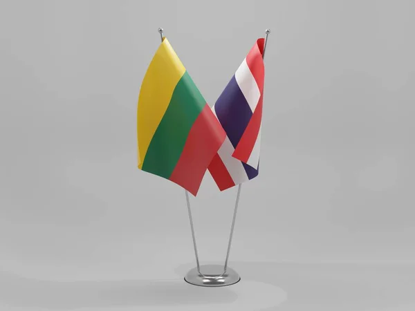 Флаги Сотрудничества Между Таиландом Литвой Белый Фон Рендер — стоковое фото