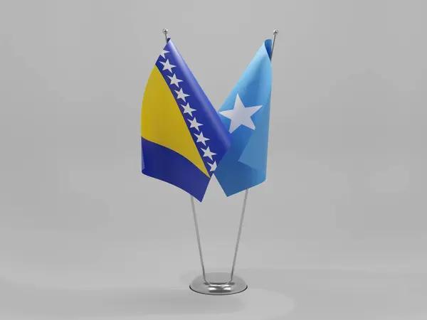 Somalia Flaggen Der Zusammenarbeit Zwischen Bosnien Und Herzegowina Weißer Hintergrund — Stockfoto