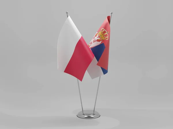 Sérvia Polônia Bandeiras Cooperação Fundo Branco Render — Fotografia de Stock
