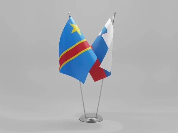 Slowenien Kongo Demokratische Republik Kooperationsflaggen Weißer Hintergrund Render — Stockfoto