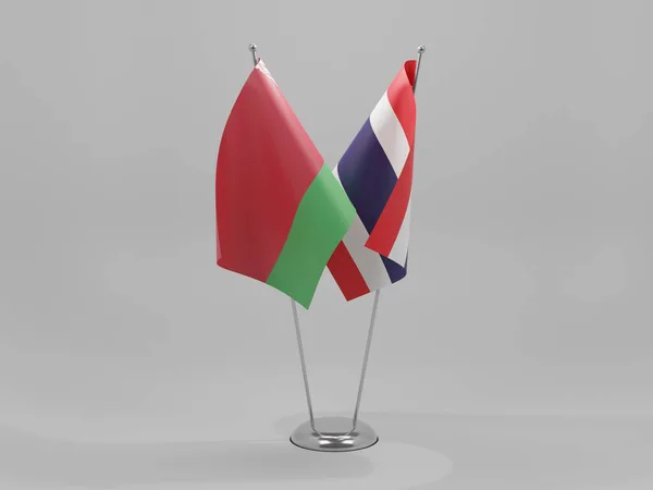 Tailandia Bielorrusia Banderas Cooperación Fondo Blanco Render — Foto de Stock