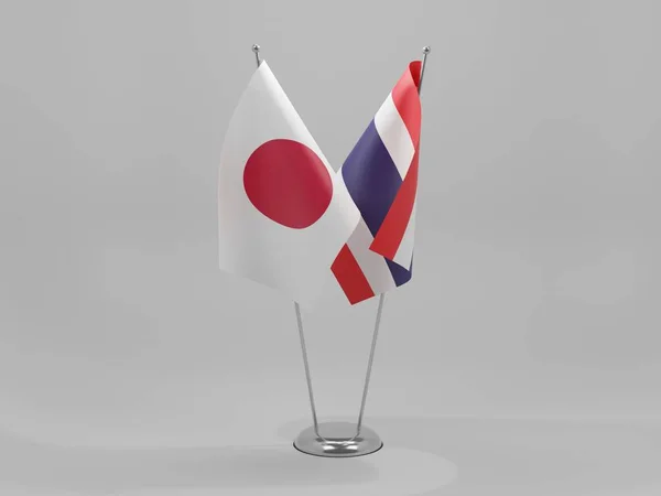 Tailandia Banderas Cooperación Japón Fondo Blanco Render —  Fotos de Stock