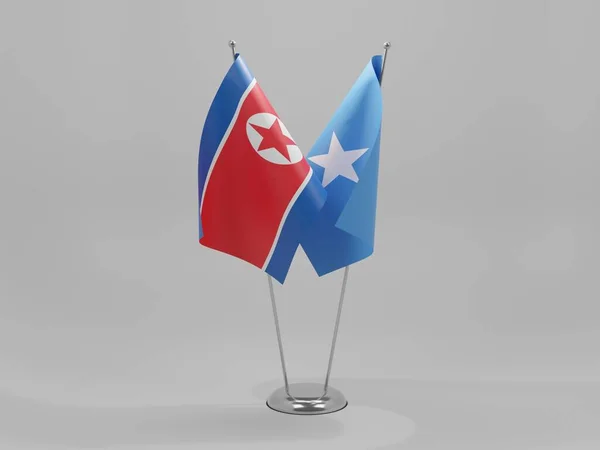 Somalia Nordkorea Kooperationsflaggen Weißer Hintergrund Render — Stockfoto