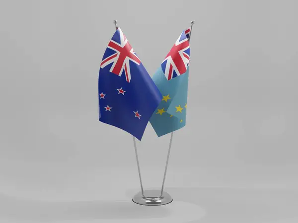 Tuvalu Σημαίες Συνεργασίας Νέας Ζηλανδίας Λευκό Φόντο Render — Φωτογραφία Αρχείου