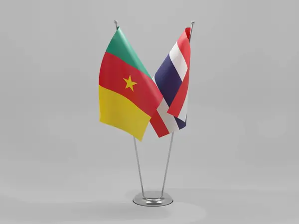 Thailand Kamerun Kooperationsfahnen Weißer Hintergrund Render — Stockfoto