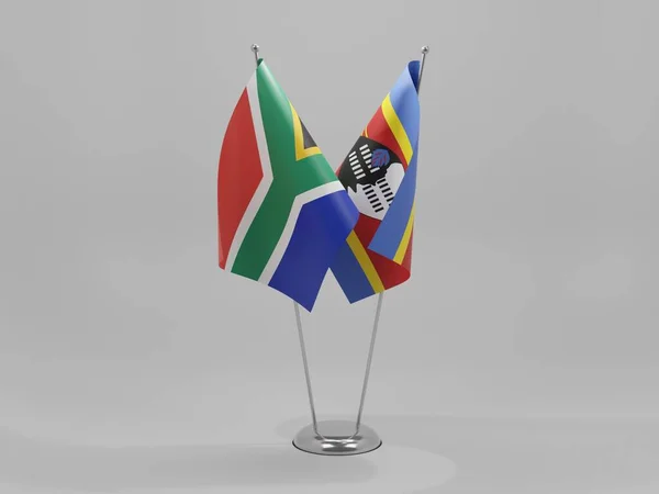 Szváziföld Dél Afrikai Együttműködési Zászlók Fehér Háttér Render — Stock Fotó