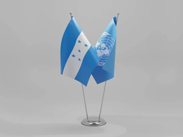 Naciones Unidas Honduras Banderas Cooperación Fondo Blanco Render — Foto de Stock