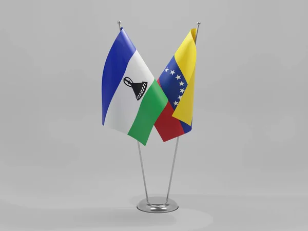 Venezuela Lesotho Şbirliği Bayrakları Beyaz Arkaplan Render — Stok fotoğraf